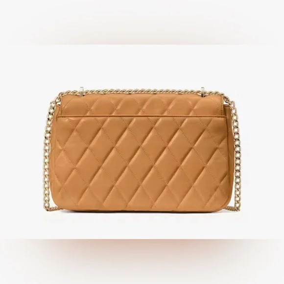 NWT Kate Spade Carey Quilted Medium Flap Shoulder Bag Tiramisu Mousse Leather